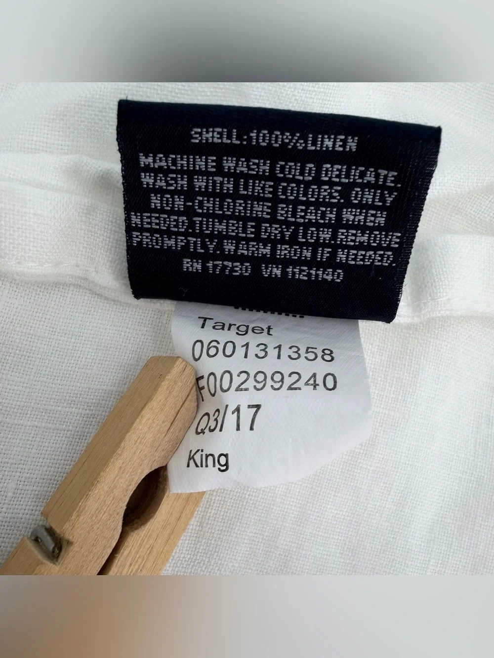 Fieldcrest Pillow Sham King Ivory White Linen Single (1) Pillow Cover Cottage